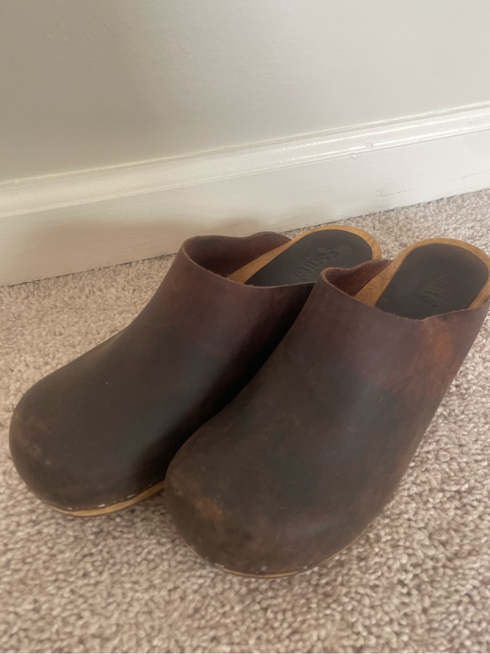 Women's Brown Leather Clog Mules EU 40